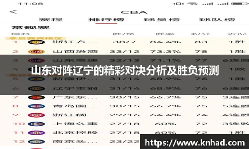 山东对阵辽宁的精彩对决分析及胜负预测